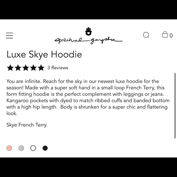 $128 Spiritual Gangster Luxe Skye Hoodie in Stone White Size XS Athleisure - Picture 7 of 8
